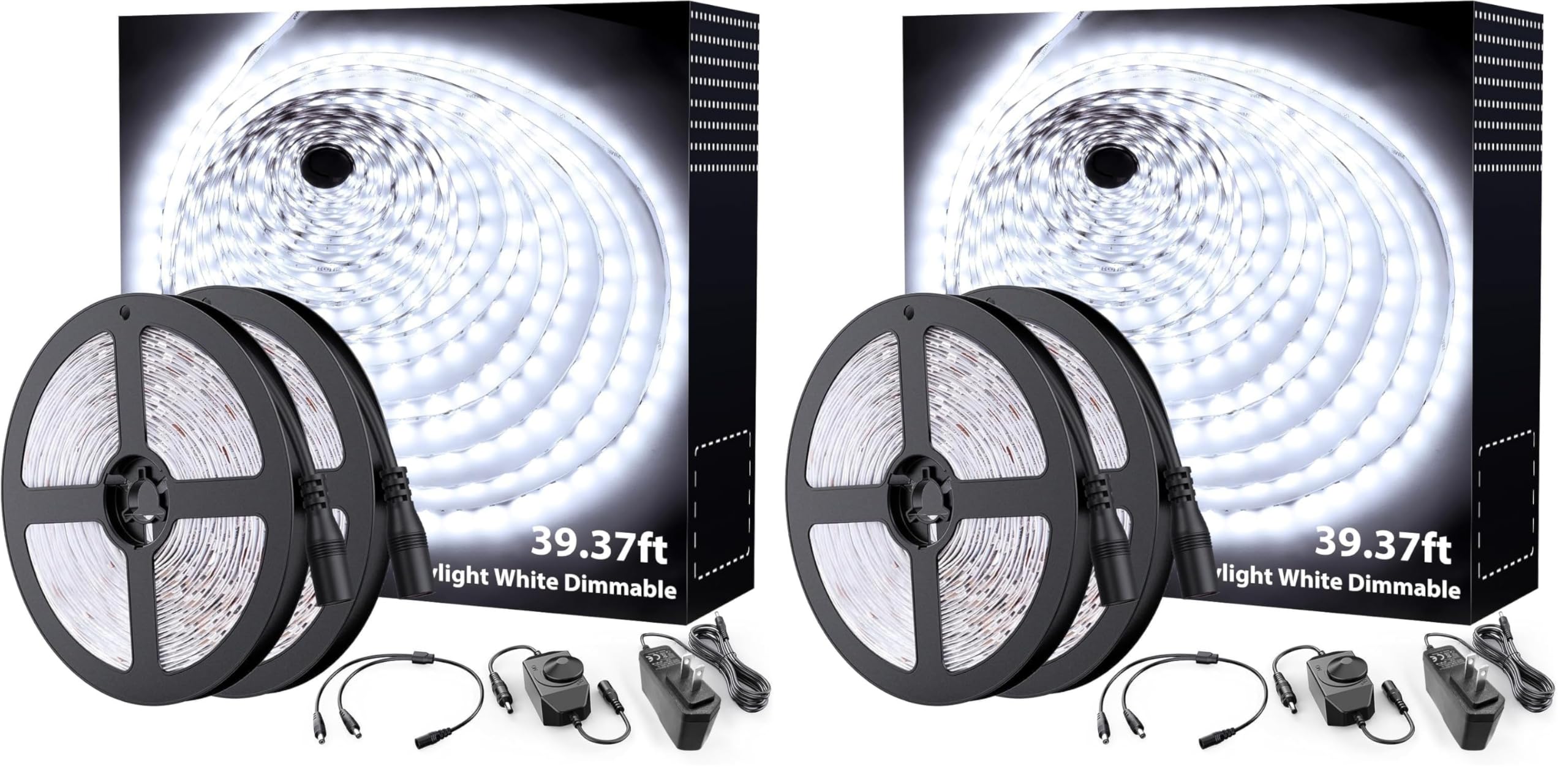 Onforu LED Strip Lights,39.37ft 6000K Dimmable Daylight White Tape Light,12m 720 LEDs 2835 Flexible Ribbon Mirror Light, 12V Adhesive Rope Lights for Kitchen, Under Cabinet, Bedroom (Pack of 2)