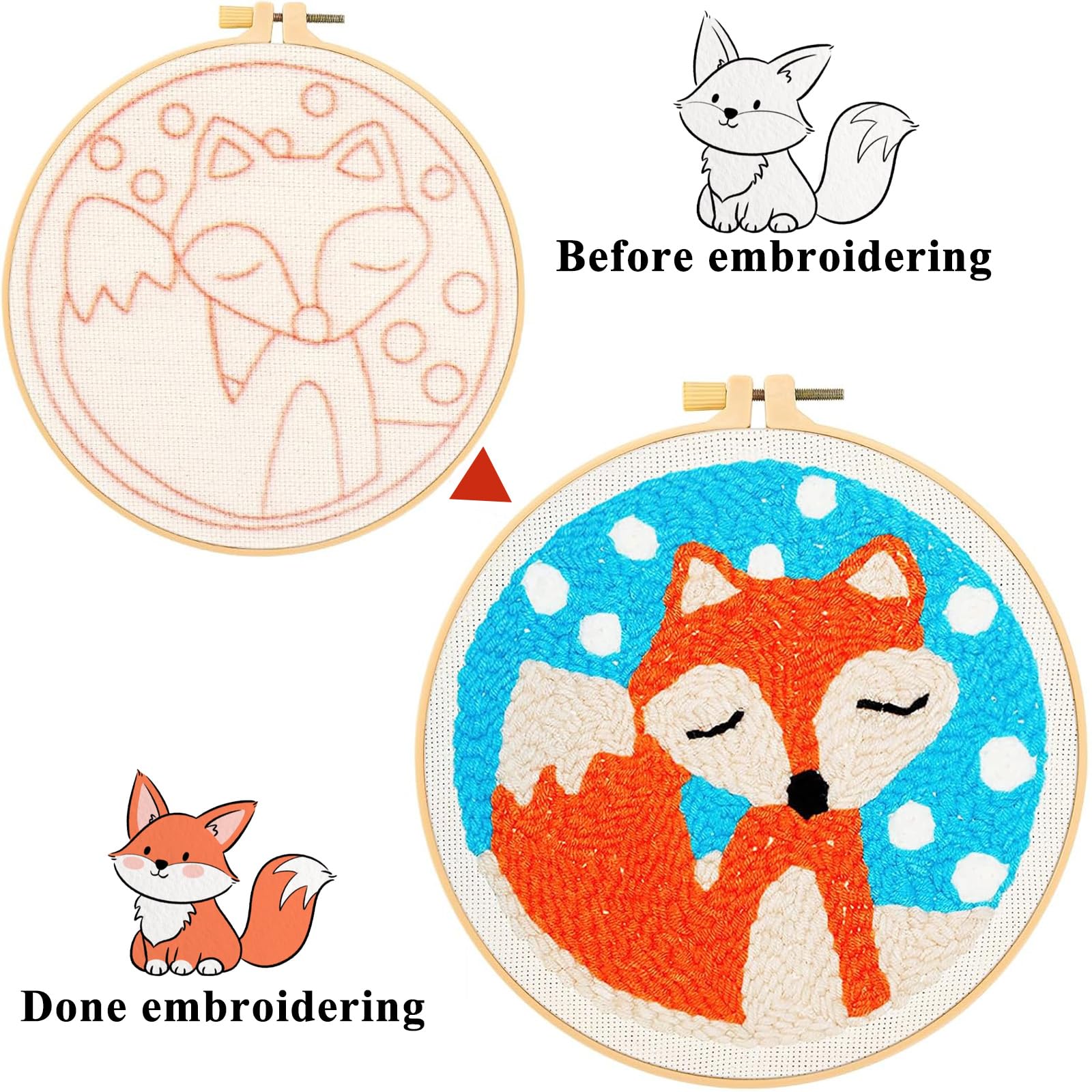 Punch Needle Kit, Punch Needle Kit for Craft Lovers, Fox Pattern Punch ...