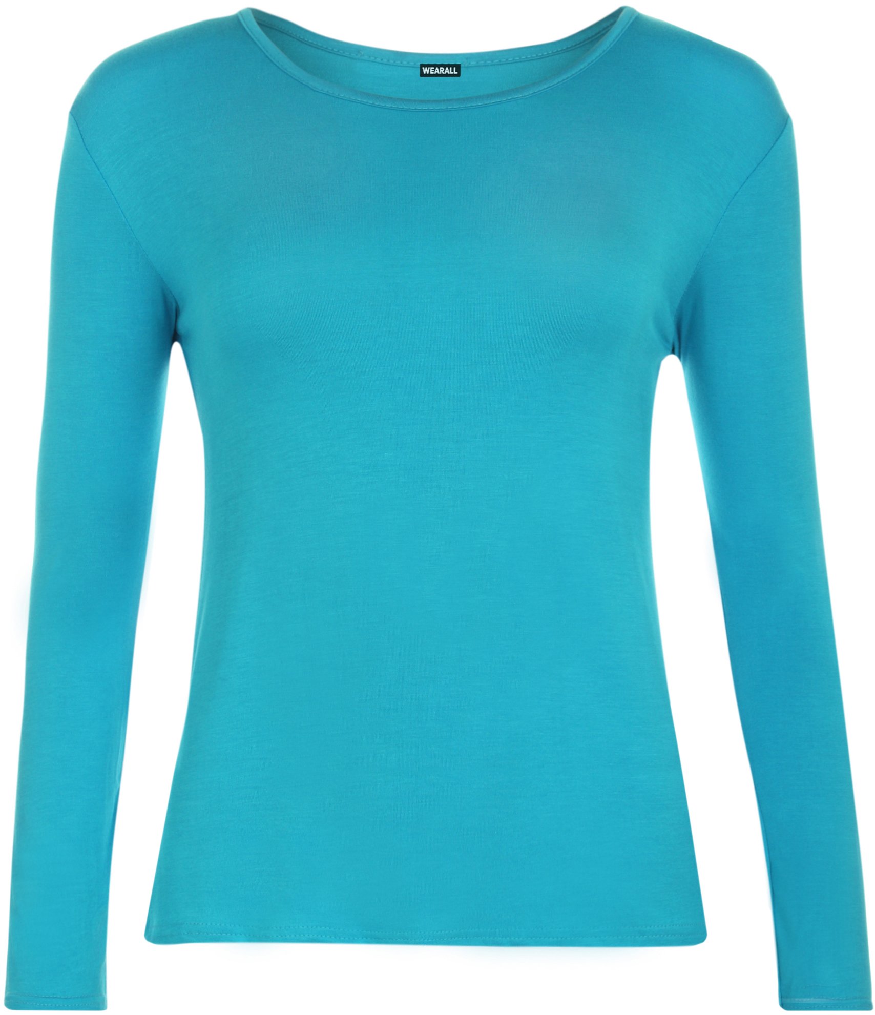 Wearall Women's Turquoise New Plus Size Long Sleeve T-Shirt Stretch Plain Top 16/18