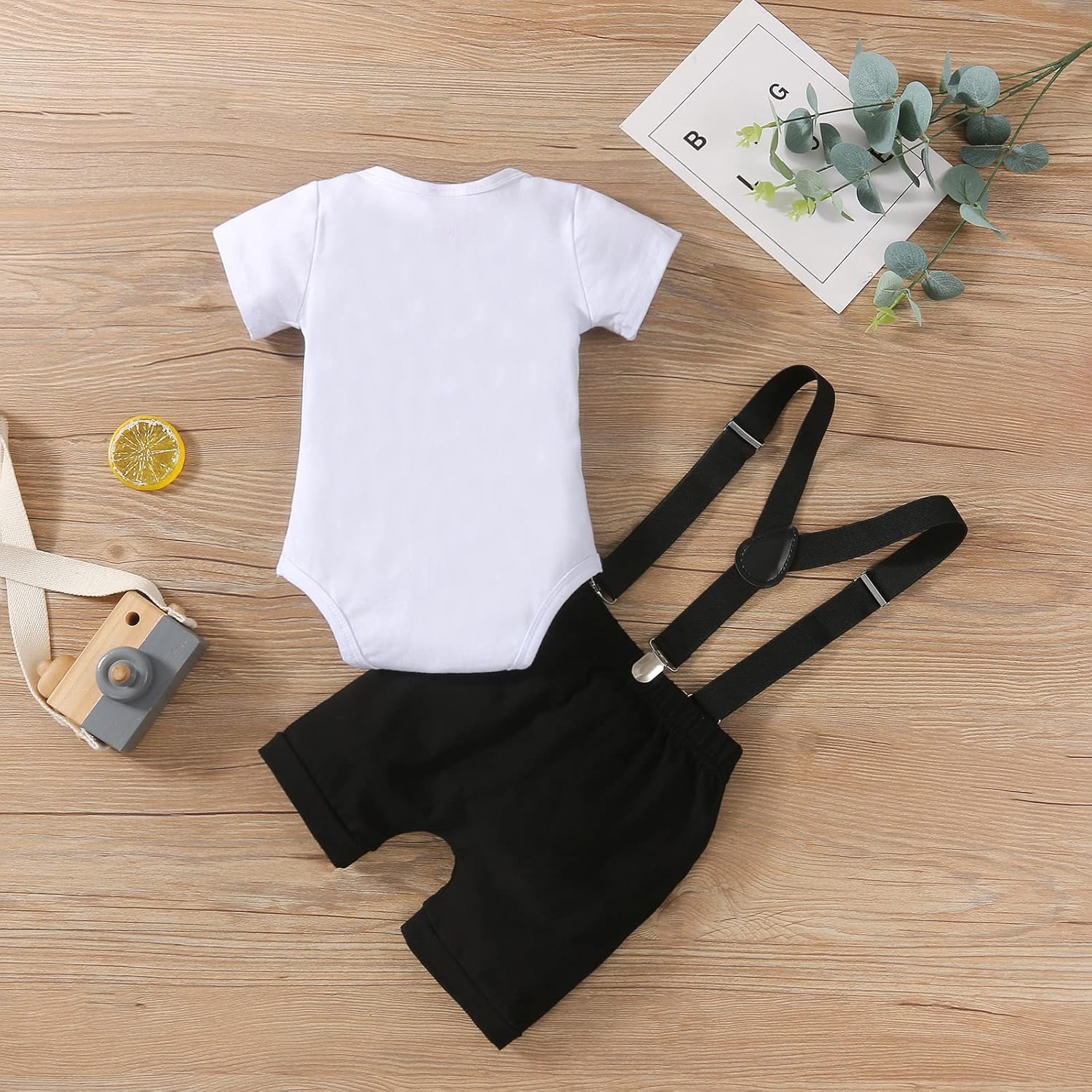 Baby Boy Funny First Birthday Clothes Infant Clothes Bow Tie Dinosaur Themed Romper Pants Set Suspenders - Image 3