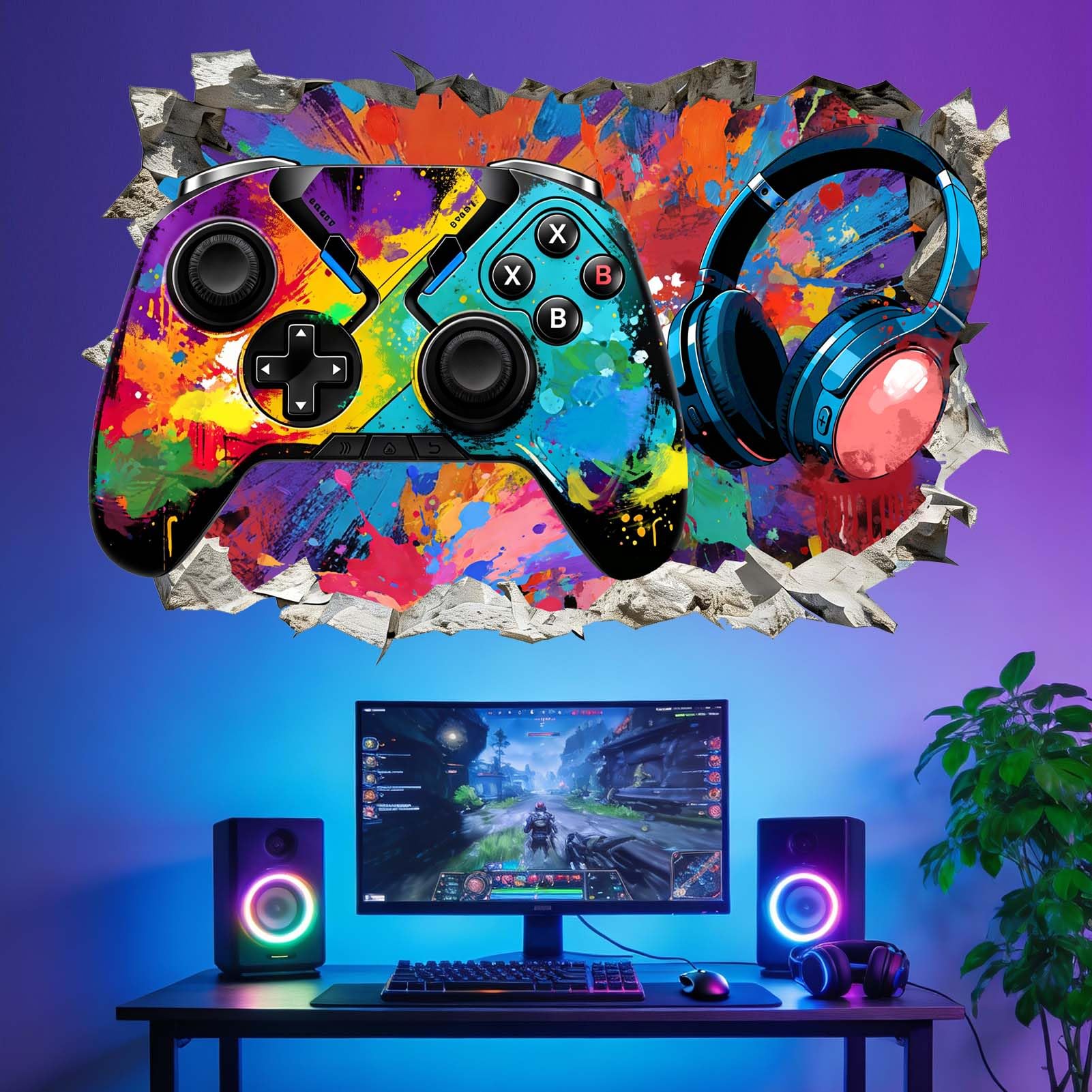 Amimagen Game Wall Decals for Bedroom: 4-Step Peel and Stick Easy to Apply - 100% Kids Safe Certified - Removable 95%+ Residuee-Free Removal - Vinyl Game Room Playroom Wall Stickers for Boys or Gamer
