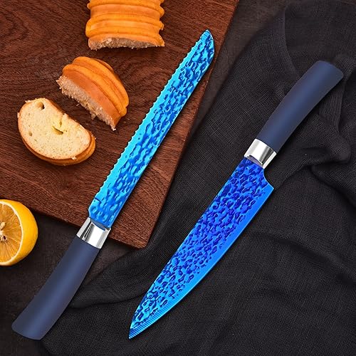 Miniatura 5 de Rainbow - Juego de cuchillos de cocina antiadherentes con bloque de hoja gruesa, juego de cuchillos de chef de calidad afilada para uso doméstico y