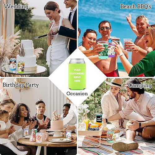 Miniatura 7 de Juego de 5 enfriadores de cerveza personalizados, soporte aislado personalizado para botellas de bebidas, soporte de cerveza personalizado mantiene