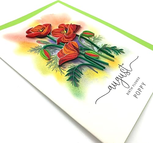 Miniatura 3 de Tarjeta de flores de nacimiento, tarjeta floral hecha a mano para cumpleaños, aniversario, mes de nacimiento flor para mamá, mujer, hija, decoración