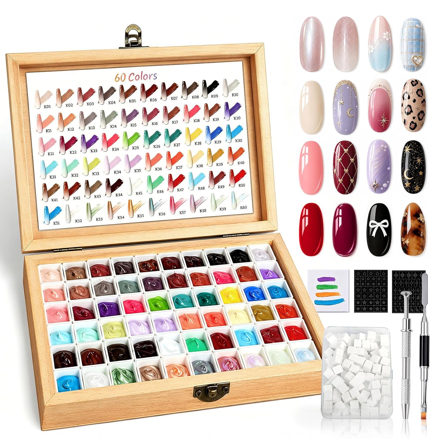 Patting Gel Polish Palette Kit, 60 Colors Ombre Nail Gradient Blush Blooming Gel, Sponge Paint Patting for Aura & French Manicure – DIY Home Salon Set with Tools, UV/LED Curing