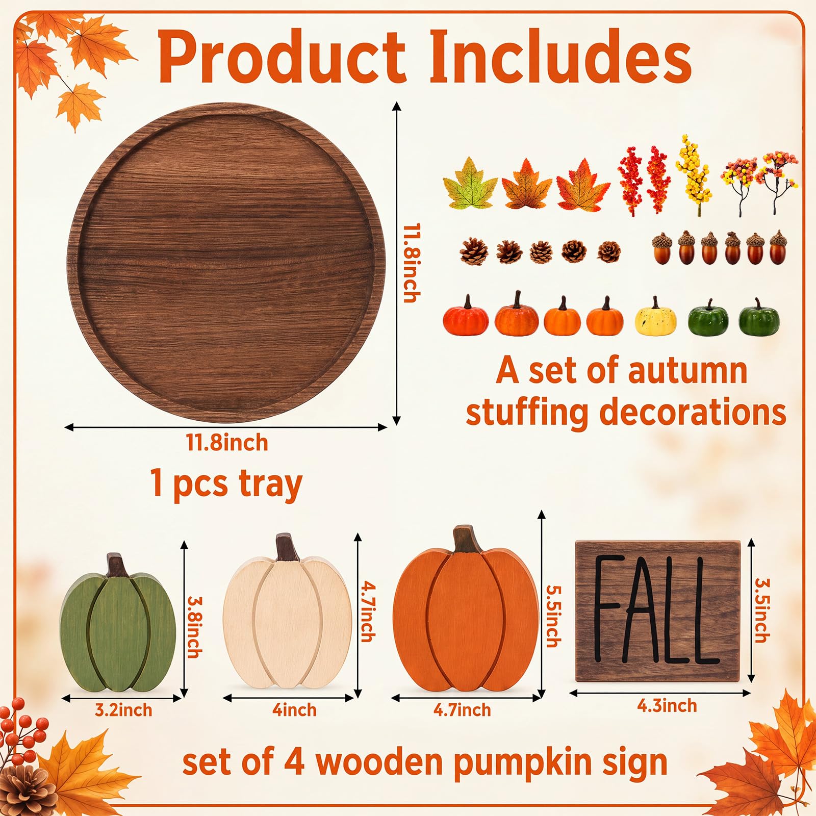 Amyhill Set di 39 decorazioni per vassoio a forma di zucca autunnale, kit