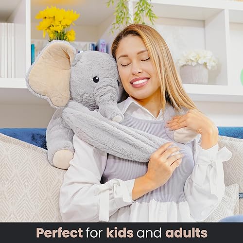 Miniatura 5 de Huggle Healers Peluche de elefante con peso, brazos reconfortantes de 4.5 libras de largo para abrazos relajantes, peluches con peso de primera