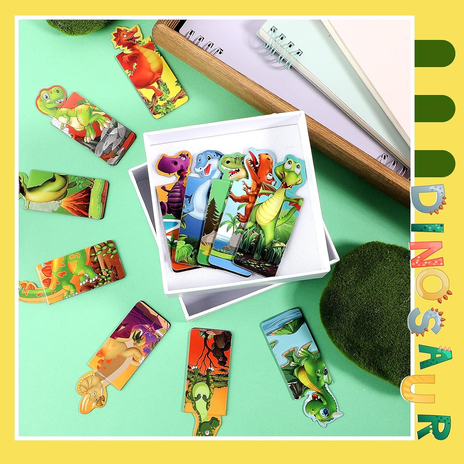 Sepamoon 12 Pcs Magnetic Bookmarks Bulk Magnetic Page Clips Cute Magnet Page for Valentines Markers Funny Animal Bookmarks Book Lovers Gifts for Reading Party Favor Students Teachers (Dinosaur Style) - Image 6