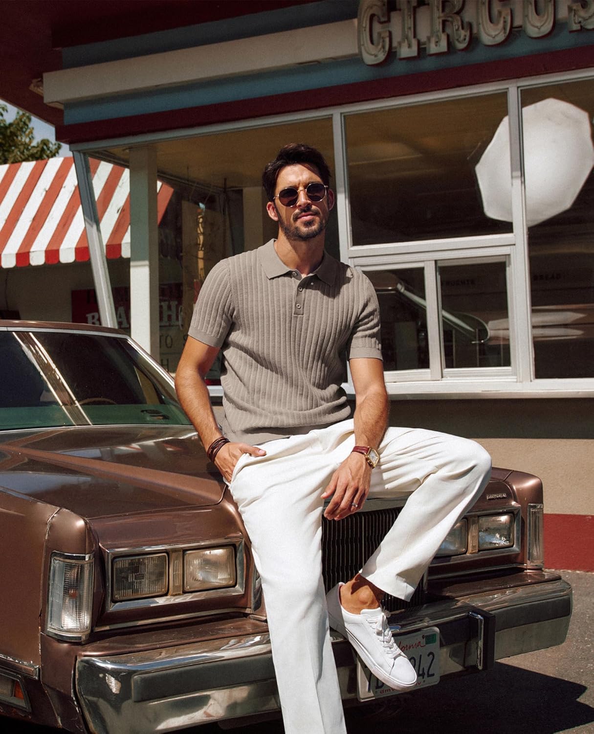 PJ PAUL JONES Mens Knit Polo Shirt Short Sleeve Textured Polo Shirts Casual Summer Collared Polo T Shirt - Image 2