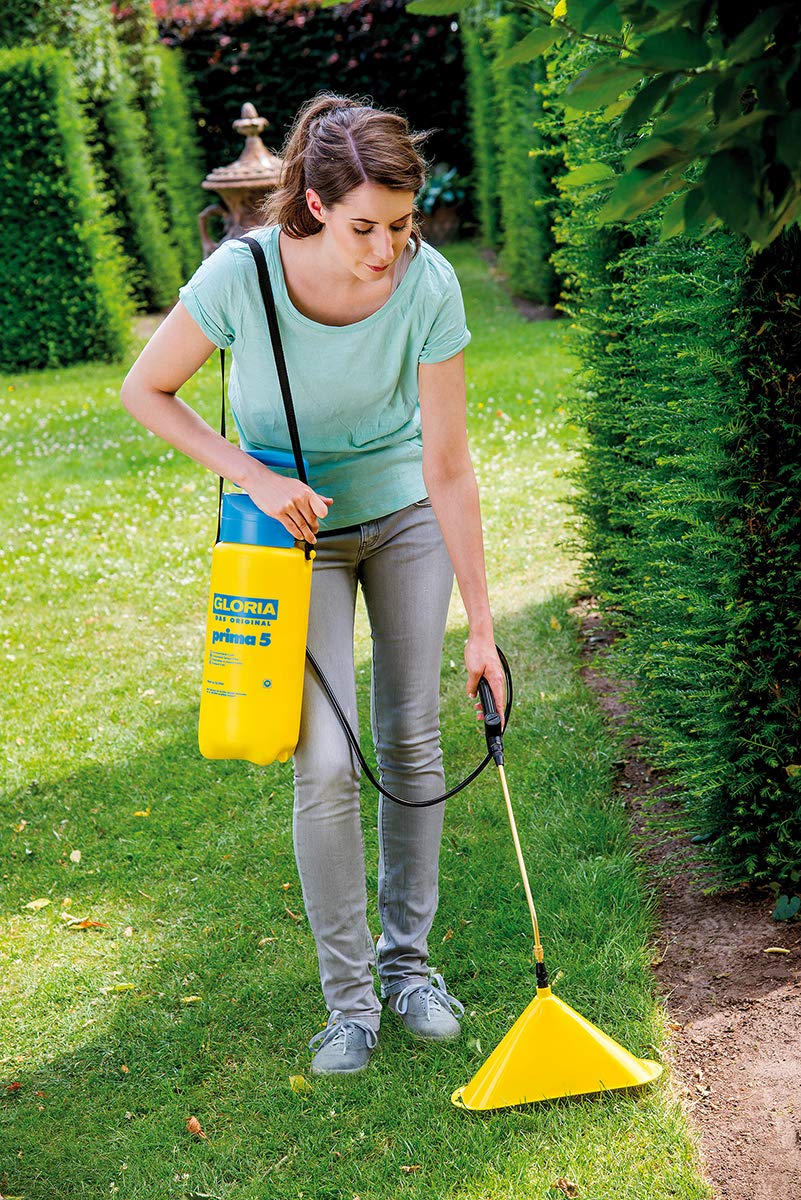 Gloria Drucksprüher AutoPump Set | Gartenspritze | 5 L Füllinhalt | Sprühgerät mit Batterie-/Akku-Betrieb & Sprühschirm Typ 270 | Zubehör für Gartenspritze | Spritzschirm |11,5 x 33,5 cm