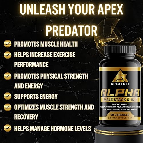 Miniatura 6 de ApexFuel Tongkat Ali 500 mg, Fadogia Agrestis 600 mg, turkesterona 250 mg, DIM 100 mg + bioperina, suplemento 5 en 1 para aumentar la resistencia,