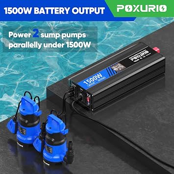 1500W Sump Pump Battery Backup System, Safe Back Up System with LCD Display, 20A Fast Charging for Continuous Sump Pump Operation, Emergency and Power Outage