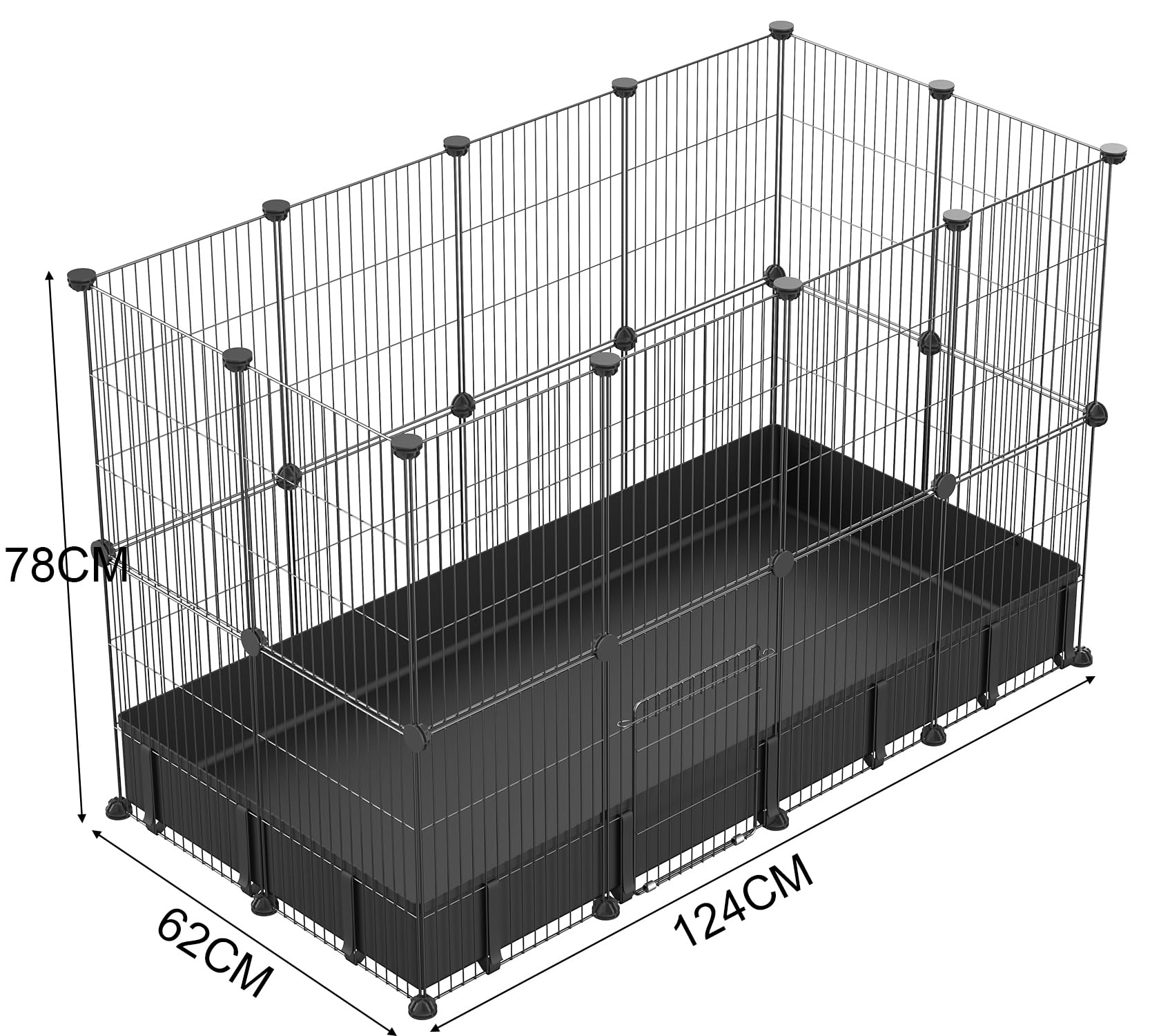 PILIN Corral para animales pequeños con puerta, valla para mascotas con alfombra impermeable, jaula para conejos, jaula para cobayas, cachorros, gatitos 30x38 24 piezas