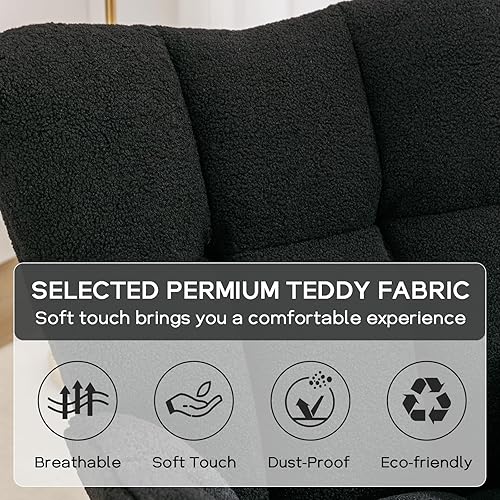 Miniatura 6 de Sudwesto Moderna silla mecedora para guardería, silla tapizada con respaldo alto, sillón de acento basculante con patas de madera maciza para