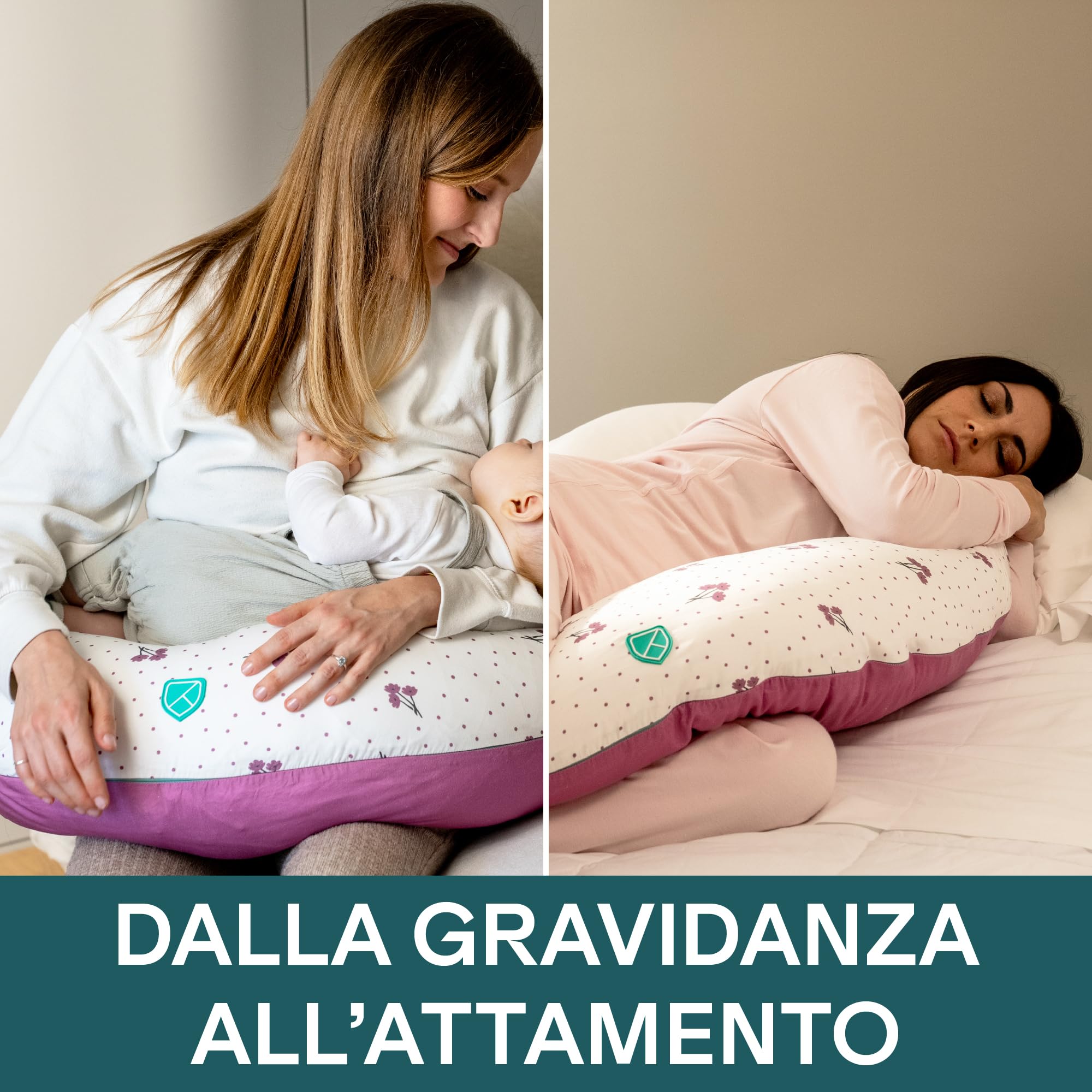 Koala Babycare Cuscino Gravidanza 2 in 1 XXL Sfoderabile Ipoallergenico Ergonomico 100% Cotone