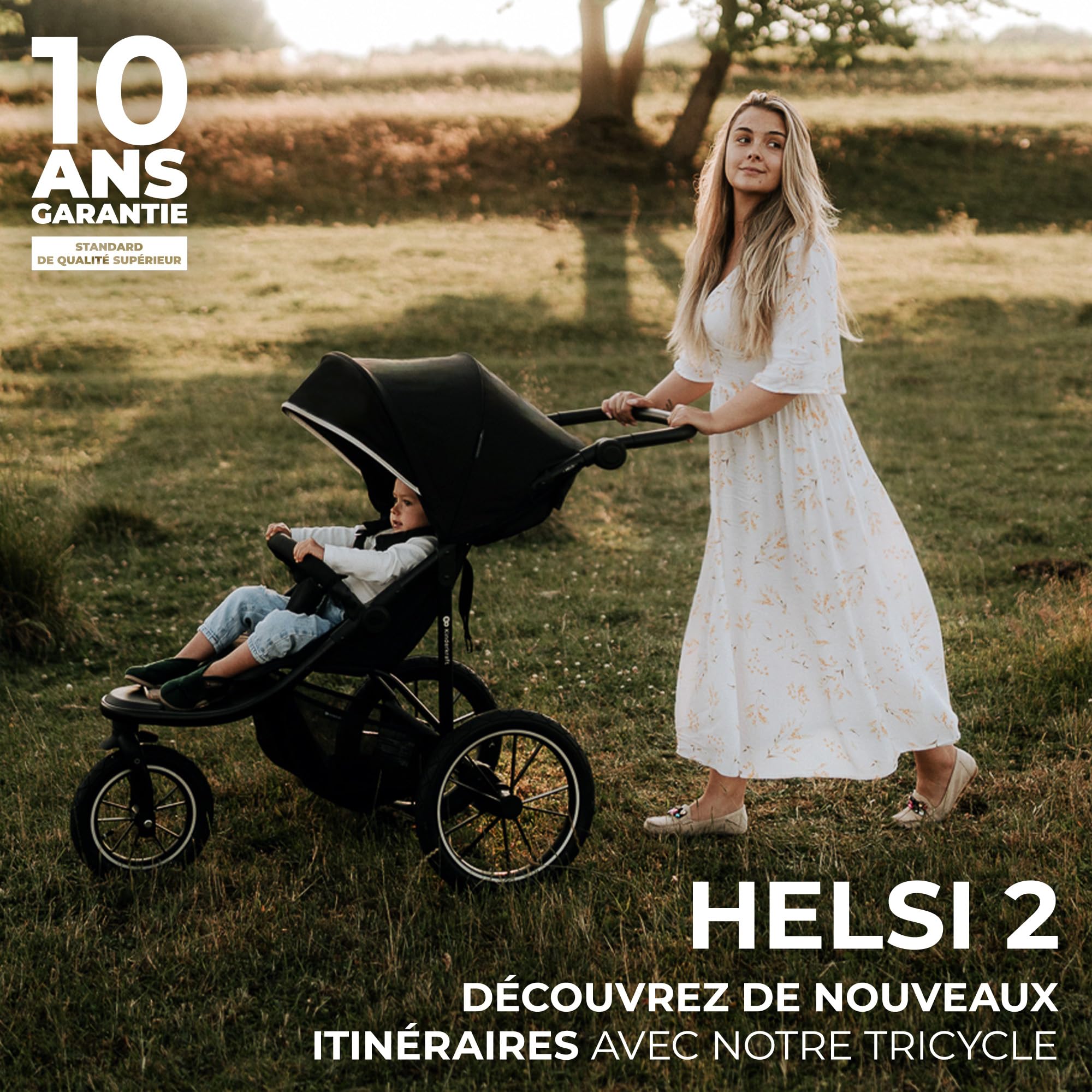 Kinderkraft HELSI 2 Jogger Poussette Sportive 3 Roues Dès La Naissance 22 Kg Réglable Gris