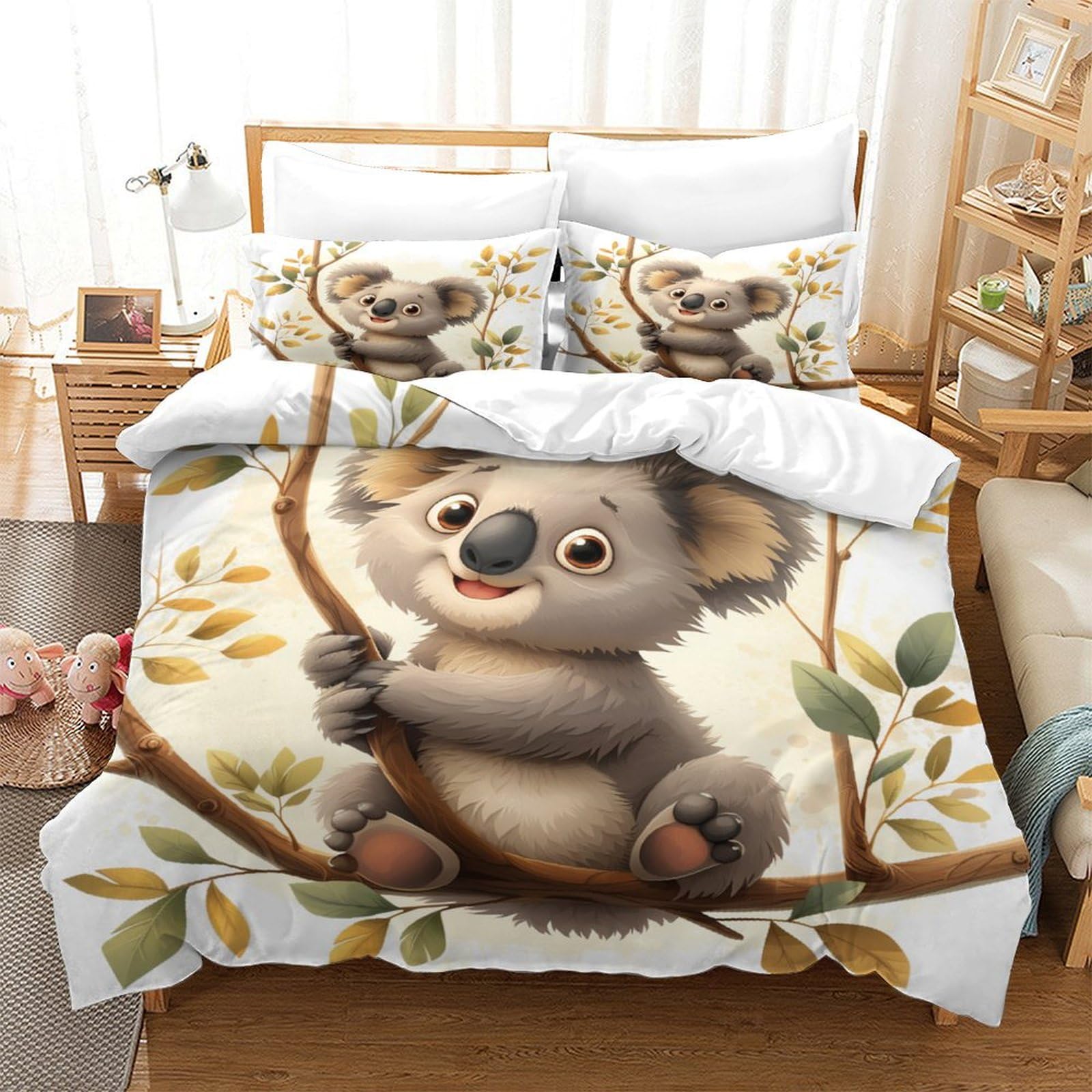 Housse de couette koala 3D anti-acariens pour le sommeil des peaux sensibles