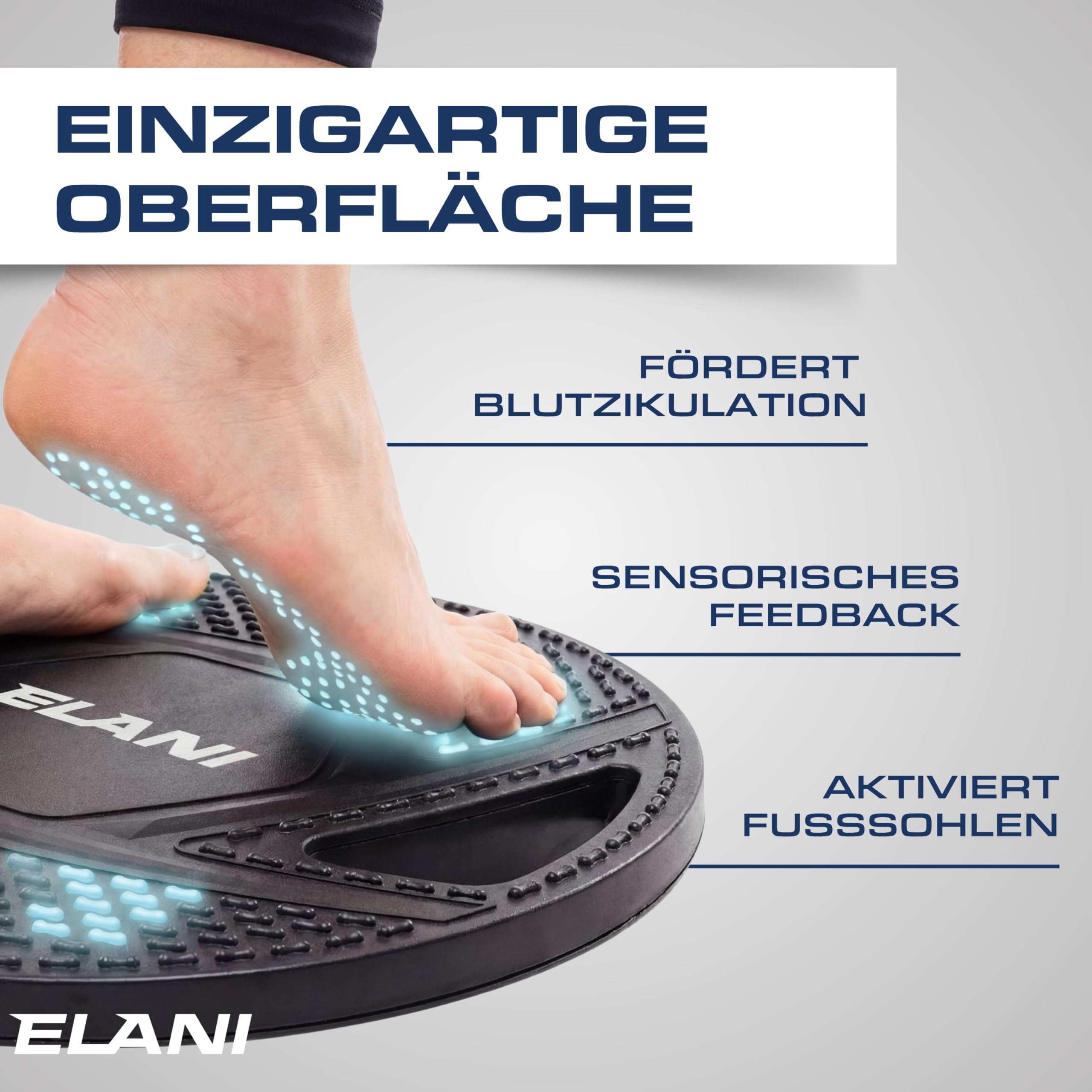 ELANI Rutschfestes Balance Board Erwachsene bis 150kg - Physiotherapie zur Stärkung von Koordination und Tiefenmuskulatur | Balance Board Kinder ab 5, Wackelbrett Physio, Gleichgewichtstrainer