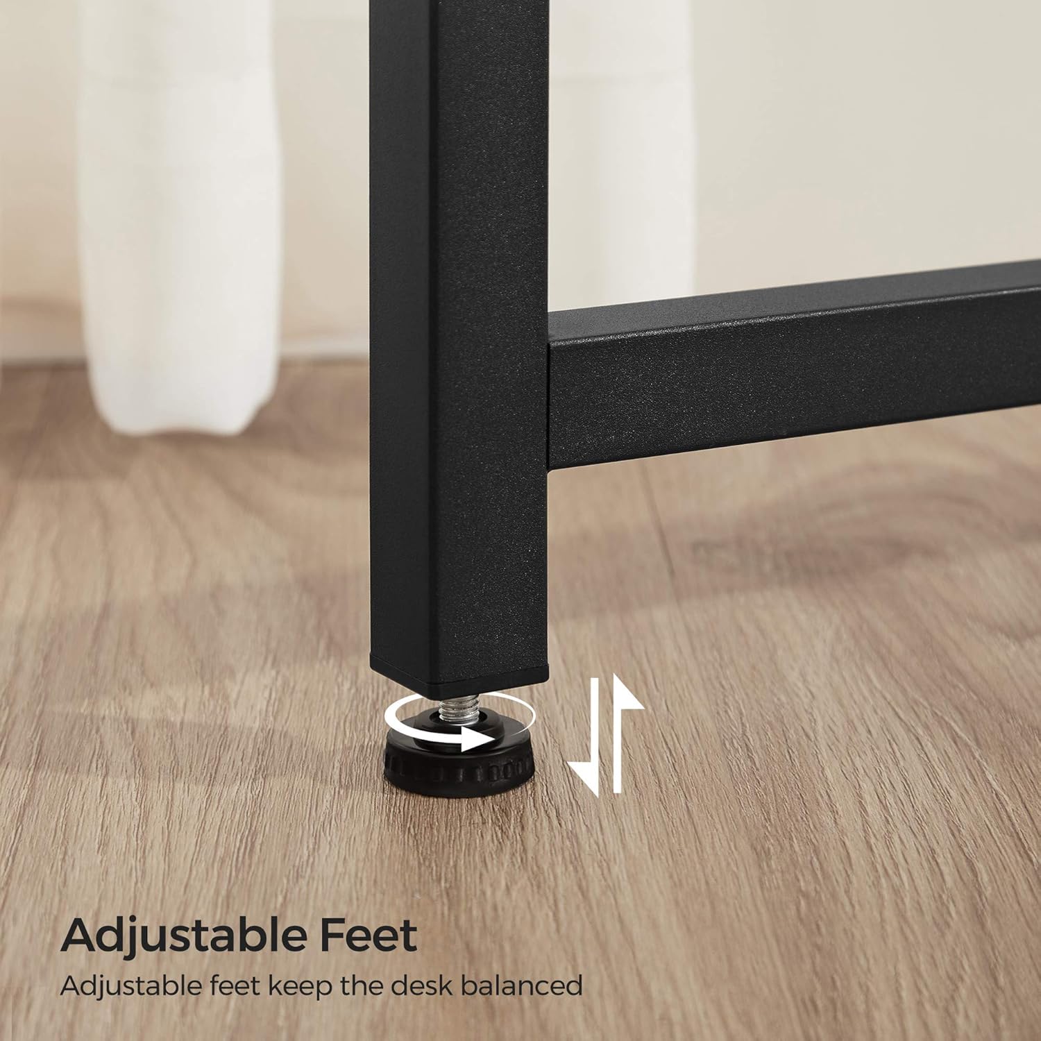 Close-up of adjustable feet on the VASAGLE ALINRU Computer Writing Desk