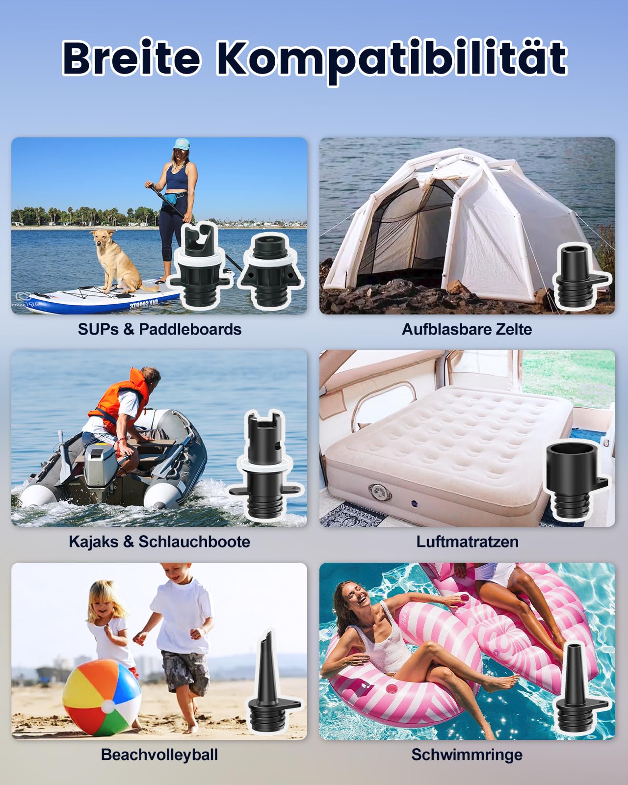 Elektrische SUP Pumpe Akku 20 PSI, 3 Boards pro Ladung, Auto-Stop Doppelstufen Luftpumpe, für Kajak Schlauchboot Zelt, USB-C Schnellladung