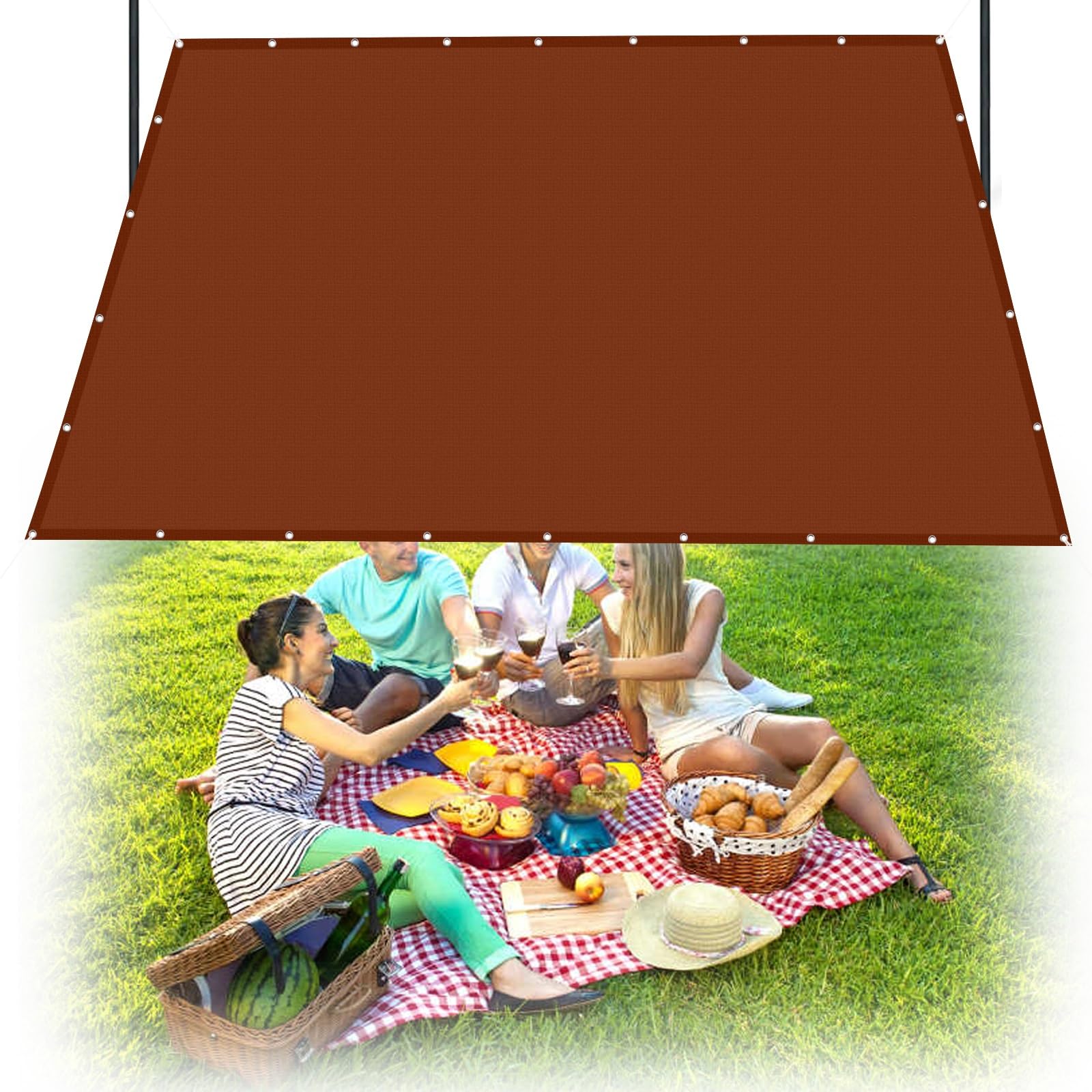 Voile d'ombrage 500x550 cm rouge rouille imperméable pour terrasse
