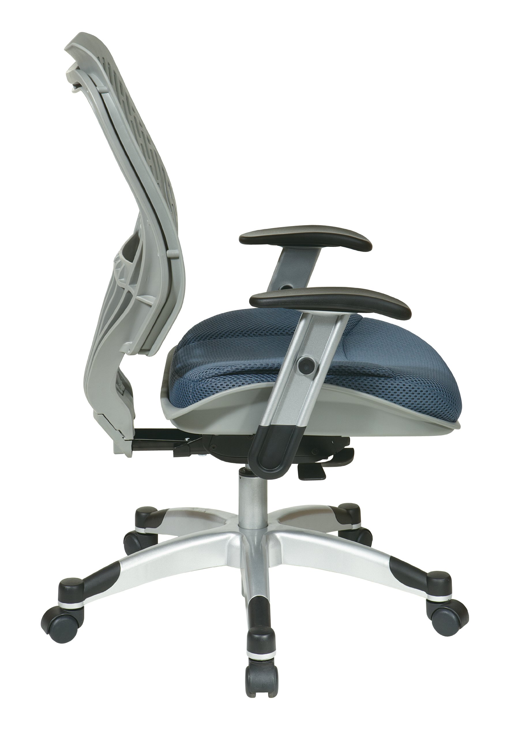 Amazon.com: SPACE Seating REVV Self Adjusting SpaceFlex Fog Backrest  Support and Padded Blue Mist Mesh Seat with Adjustable Arms and Platinum  Finish Base Managers Chair : Everything Else
