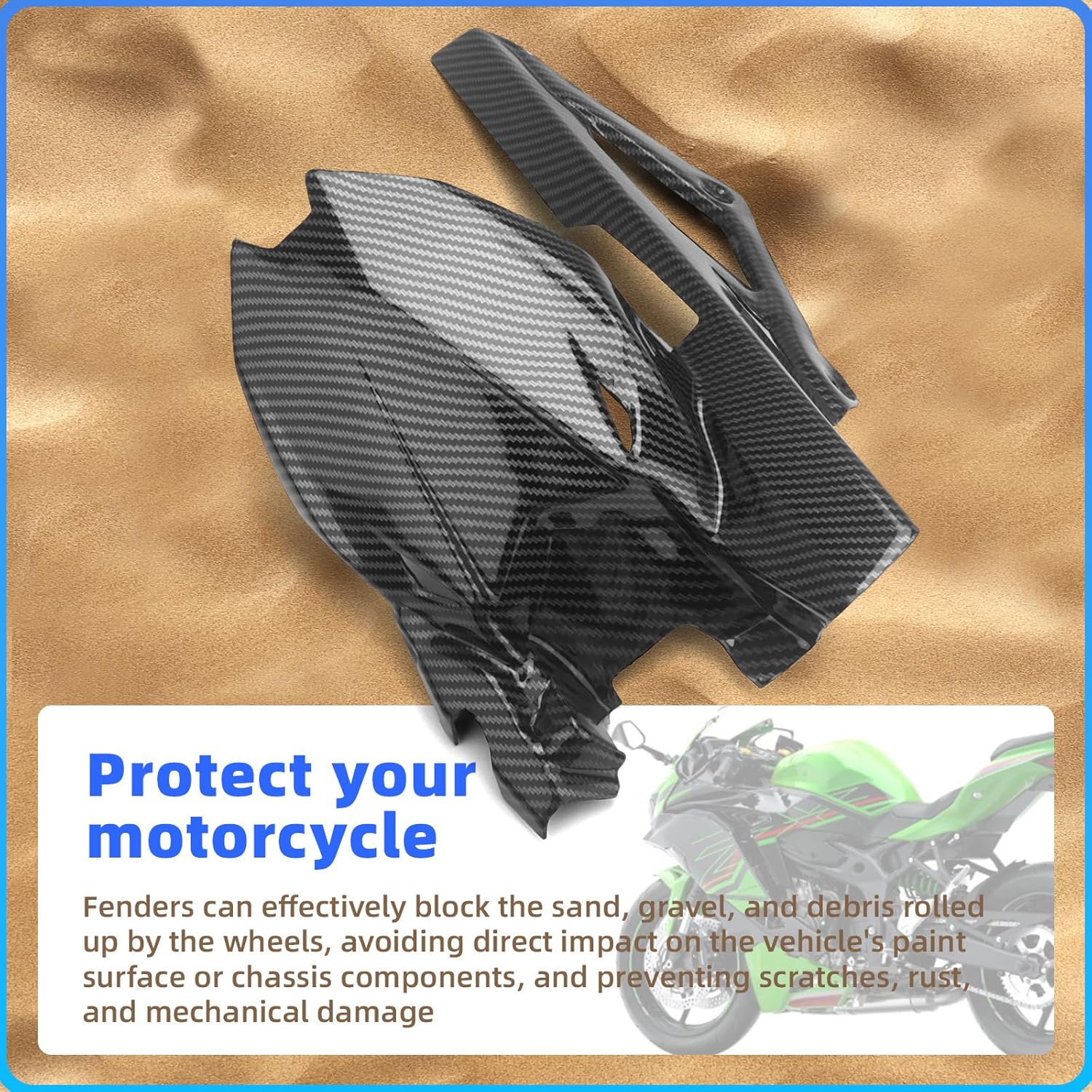 Motorcycle Rear Fender Mudguard Fender Guard Compatible With Kawasaki ZX-4R ZX4R ZX-4RR ZX-25R, 2019-2022 2023 2024 2025 Chain Fairing Cover Fender Eliminator Kits (Carbon Fiber Look, Rear Fender)