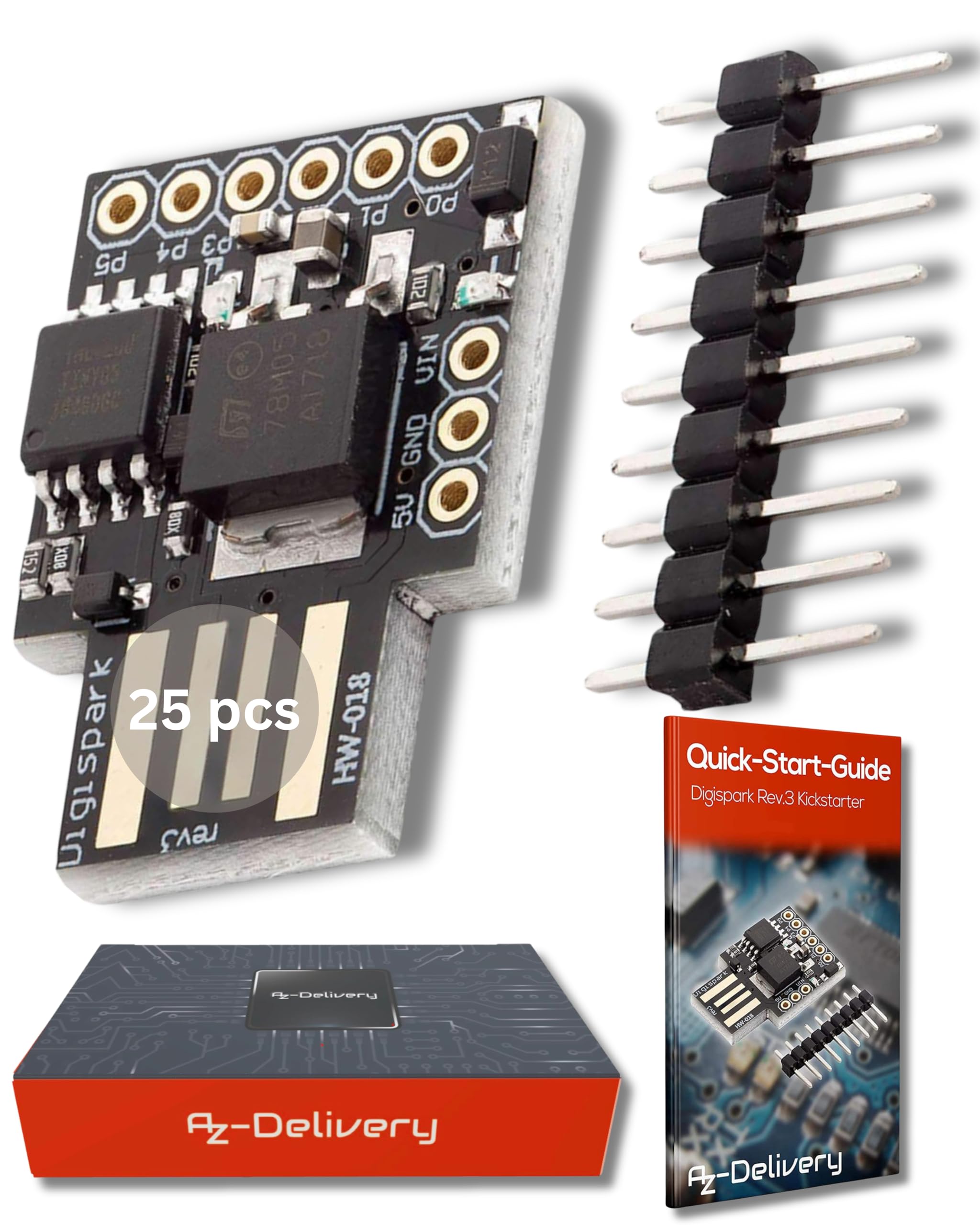 AZDelivery 3 x Placa de Desarrollo Digispark Rev.3 Kickstarter ATTiny85 Compatible con Arduino con USB con E-Book Incluido! — view 8