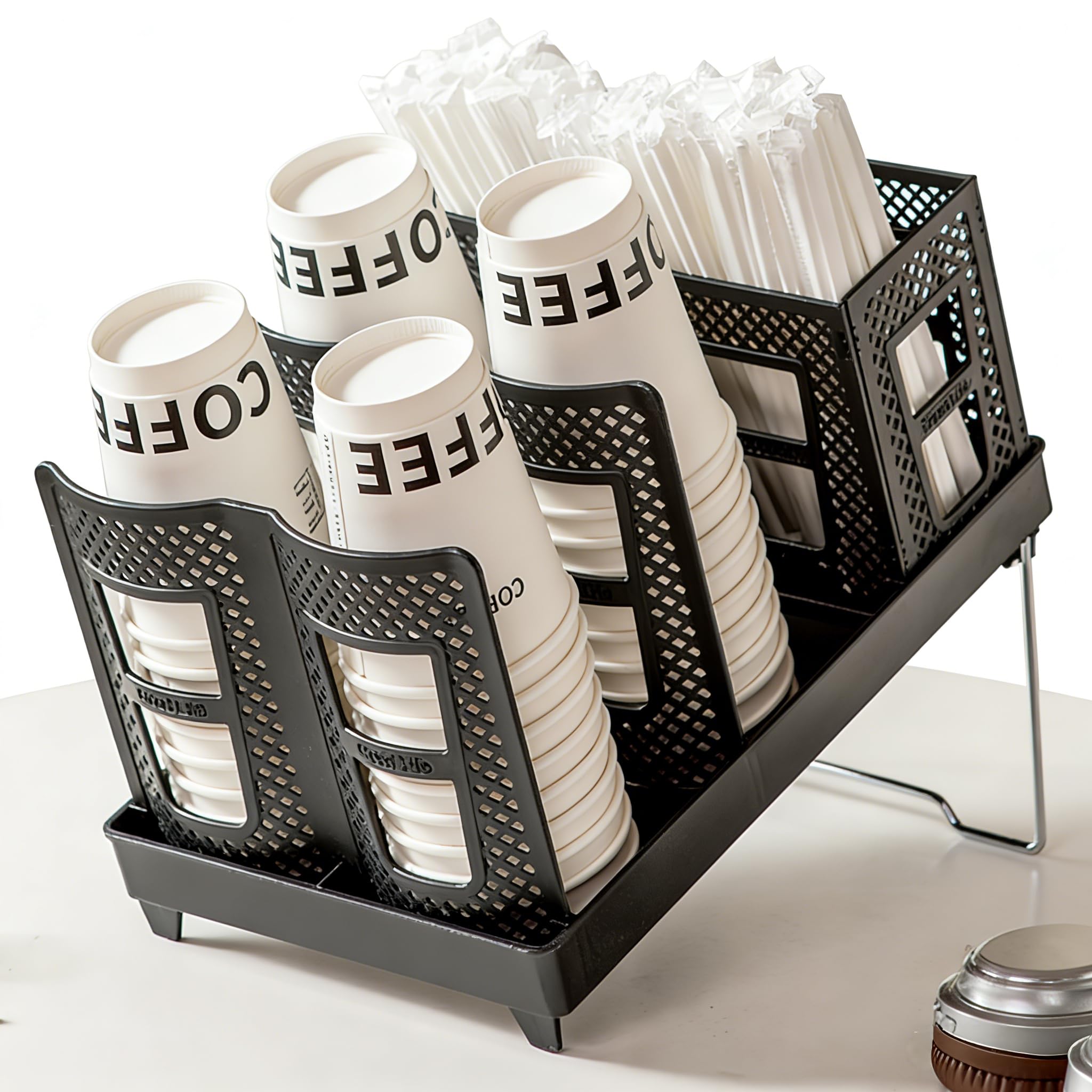 6 Scomparti Porta Bicchierini Caffe, Supporto per Bicchieri Di Carta Con 6 Scomparti, Organizer Da Caffetteria Verticale Scomparti per Stazione Di Caffè, Bar, Ufficio