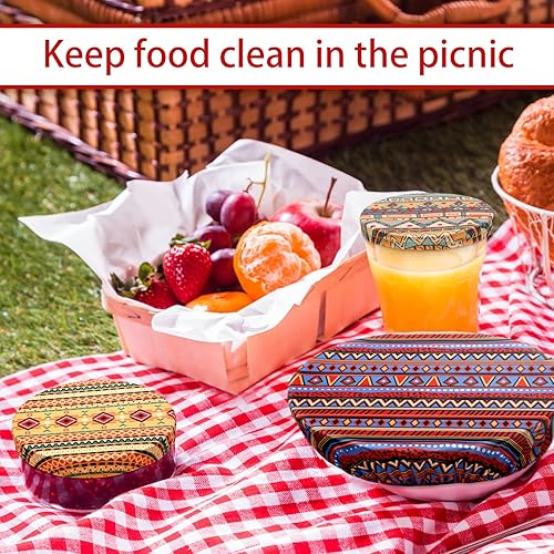 Miniatura 10 de 10 fundas de tela reutilizables para tazones de alimentos cubierta elástica para almacenamiento de alimentos cubierta de tapa de plato para sobras