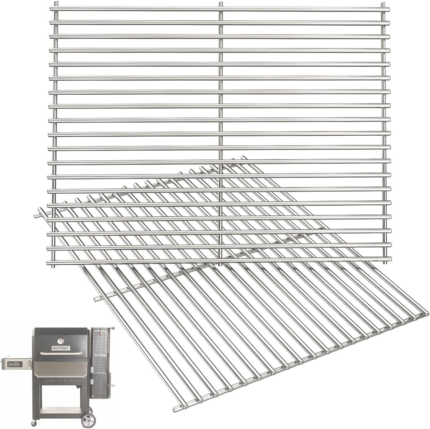 Grill Grates for Masterbuilt Gravity Series 1050 Digital Charcoal Grill, Stainless Steel Cooking Grates for Charcoal Smoker Parts,Grill Grid Replacement for Masterbuilt 1050 Accessories,2PCS