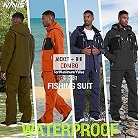 Vista 3 de Men’s 3-Layer Waterproof Fishing Jacket & Bib Pants Set – Waders & Foul Weather Gear