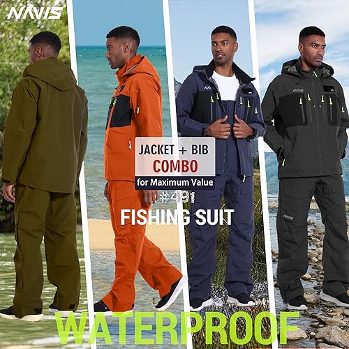 Miniatura 3 de PRO Men's Fishing Rain Suit - 3-Layer Waterproof Breathable Wader Set Jacket&Bib Pant,Foul Weather Gear