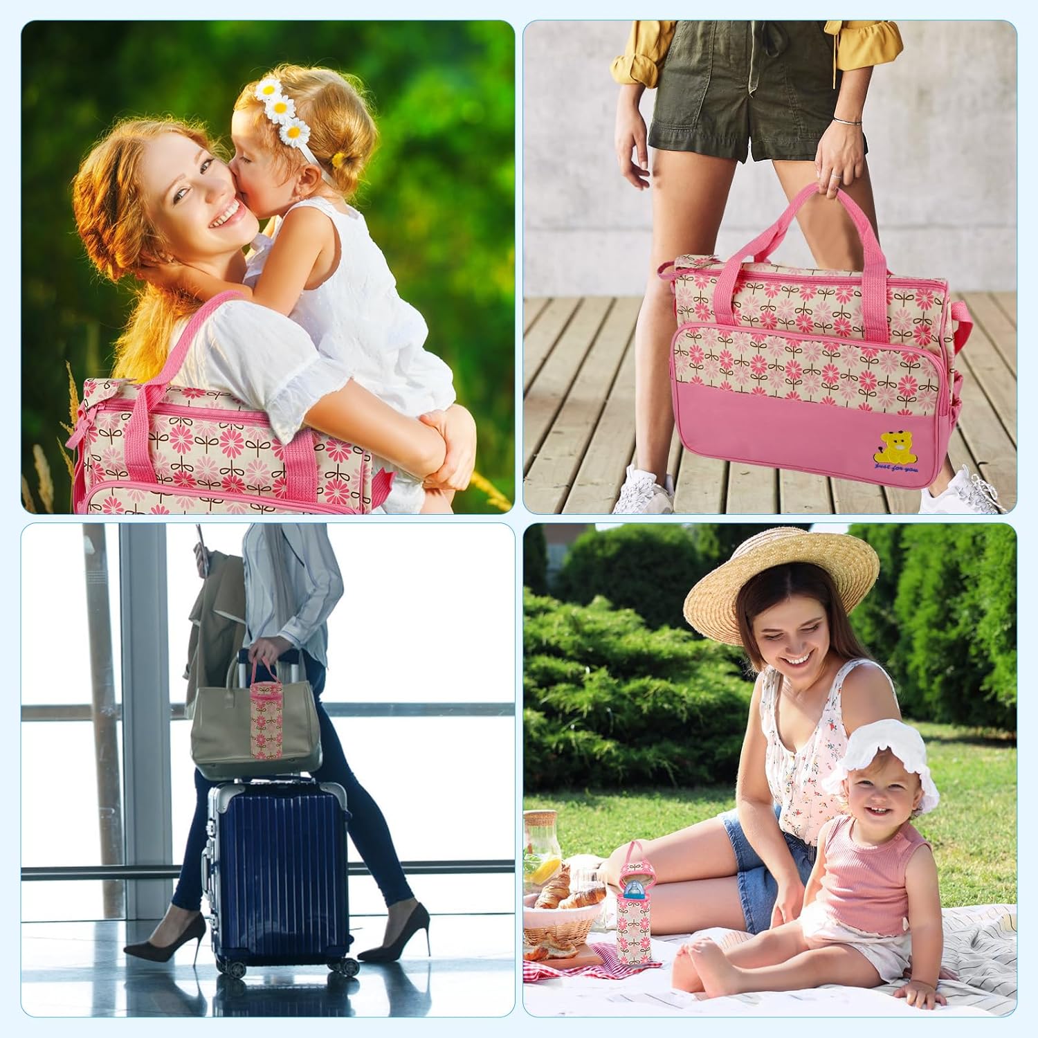 5PCS Baby Nappy Diaper Bags Set Mummy Diaper Shoulder Bags