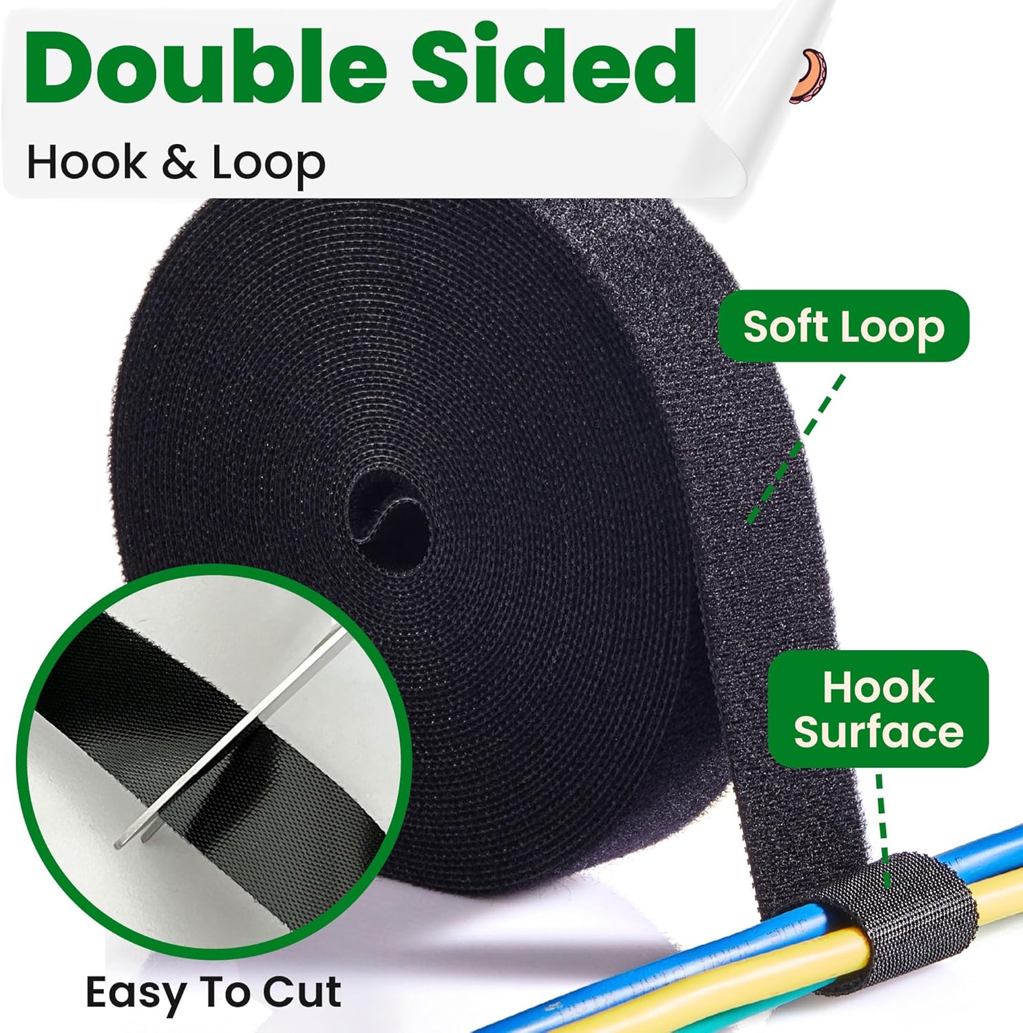 ECOHomes Bundle - 4 Inch x 30 FT Carpet Cord Cover + 1 Inch By 30 FT Cable Ties Wrap