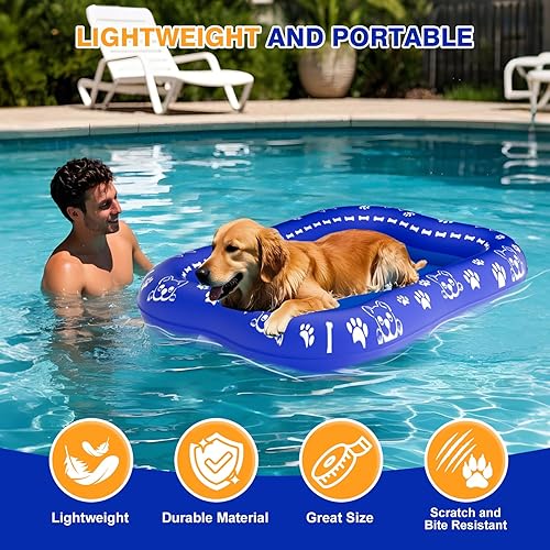 Miniatura 6 de Flotador para perros para piscina, flotadores para perros para piscina, flotador inflable para perros grandes, piscina plegable para perros