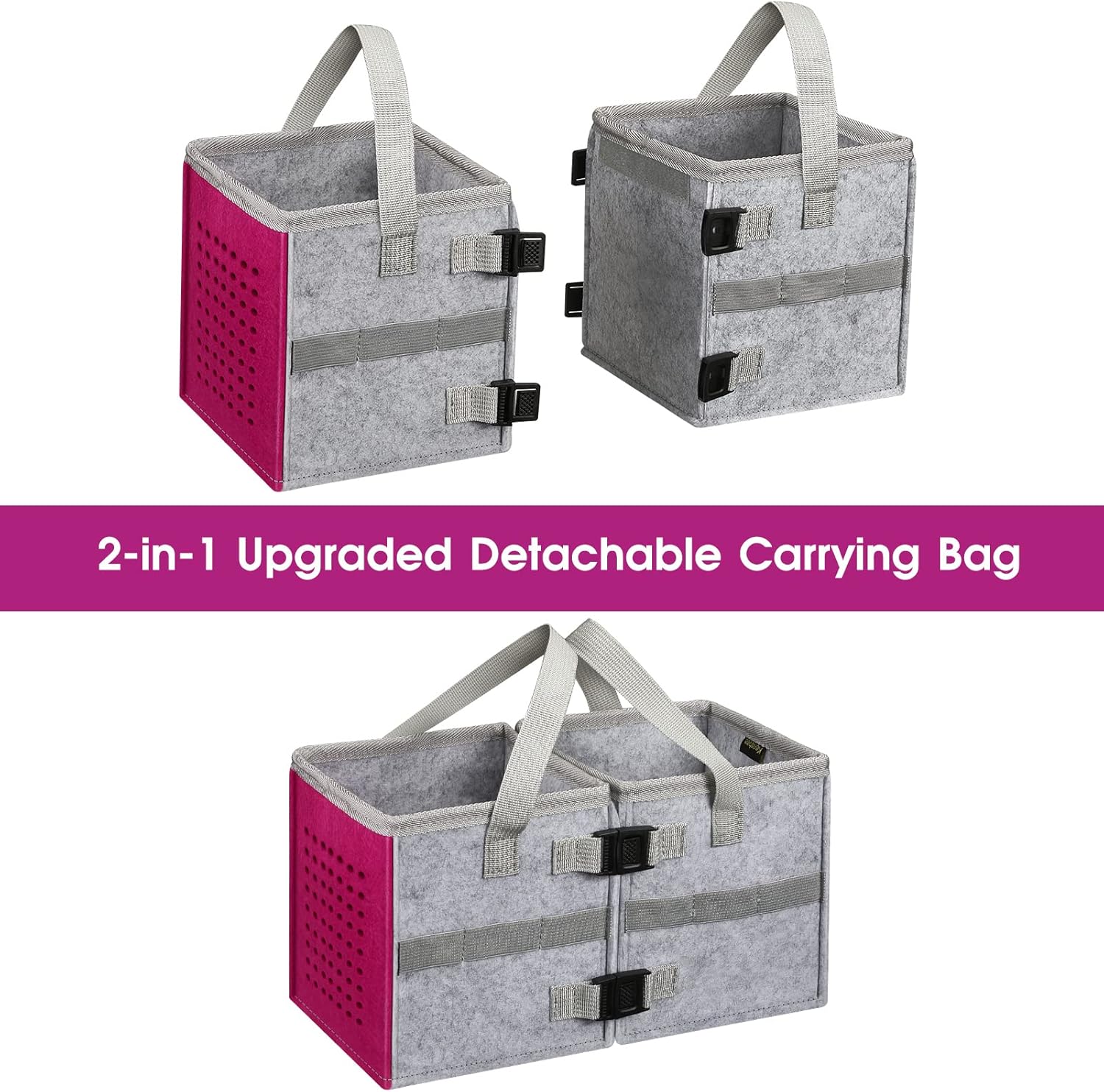 KENOBEE Carrying Case for Toniebox 2 & 1 Starter Set, Upgraded Detachable Portable Felt Storage Travel Bag with Handle Compatible with Toniebox Audio Player Starter Set & Figurines Accessories, Purple - Image 2