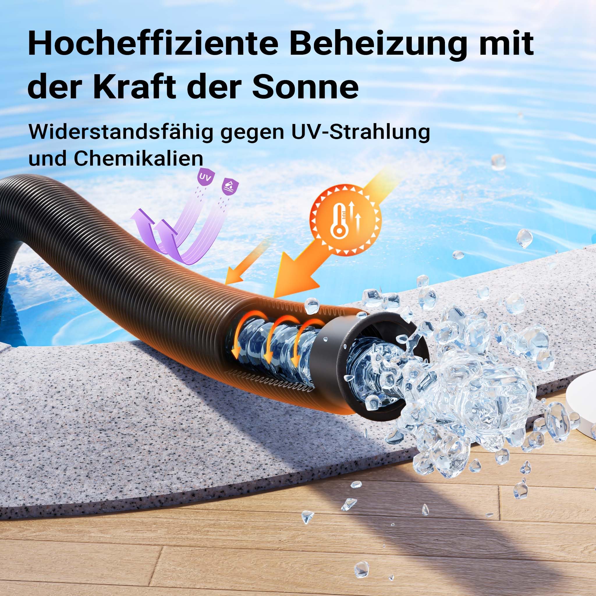 Wiltec Poolschlauch 30 m ⌀32 mm, Schwimmbadschlauch mit Muffen, Pumpenschlauch für Schwimmbecken, Saugschlauch, Solarschlauch
