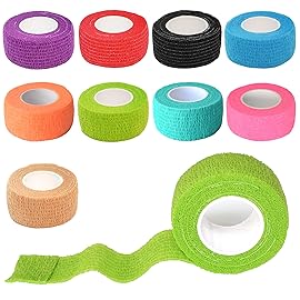 Gondiane 9 Pack 1 x 5 Yards Self Adhesive Bandage Wrap Self Stick Wrap for Ankle, Wrist, Finger, Sports, Breathable Cohesive Vet Tape for Pets (Multi Colors)