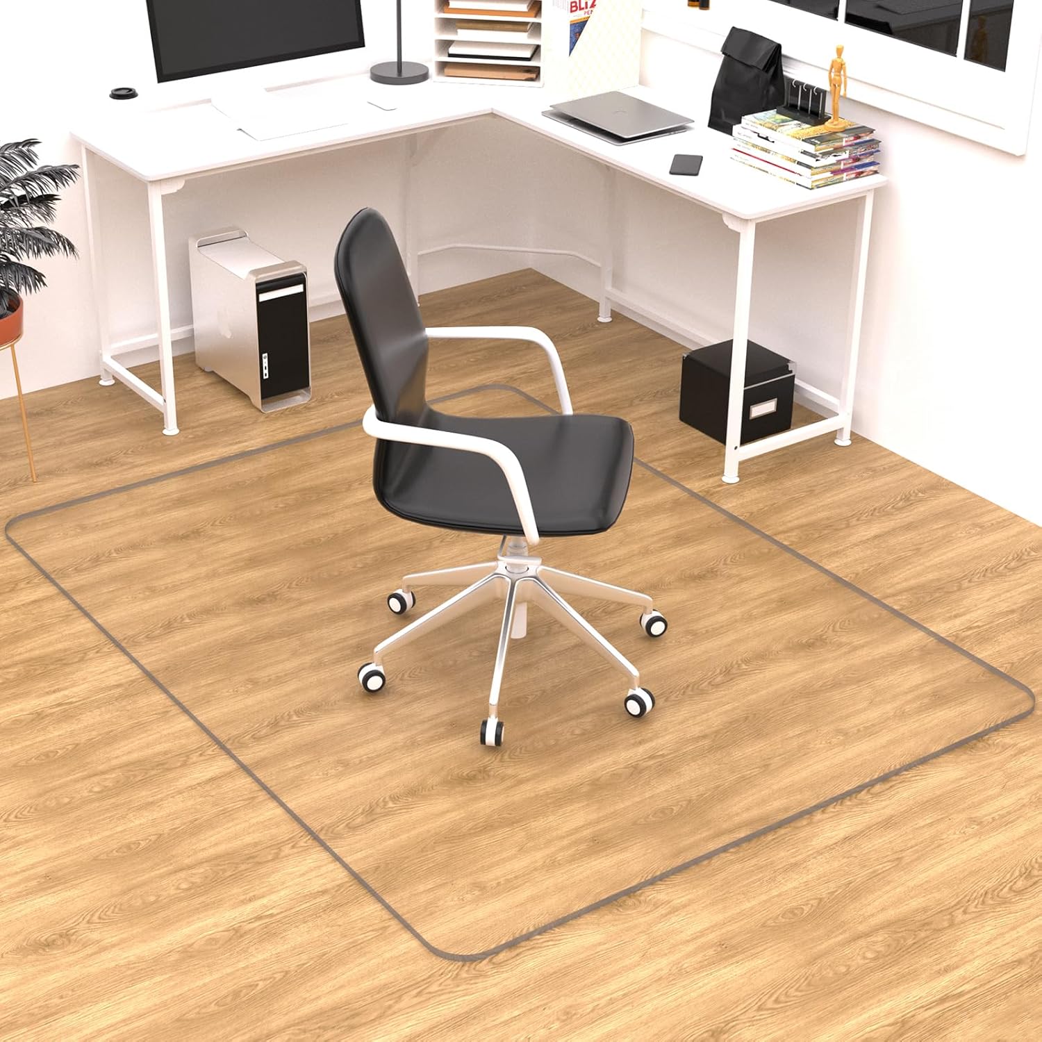 BesWin Glass Chair Mat, Tempered Glass Office Chair Mat