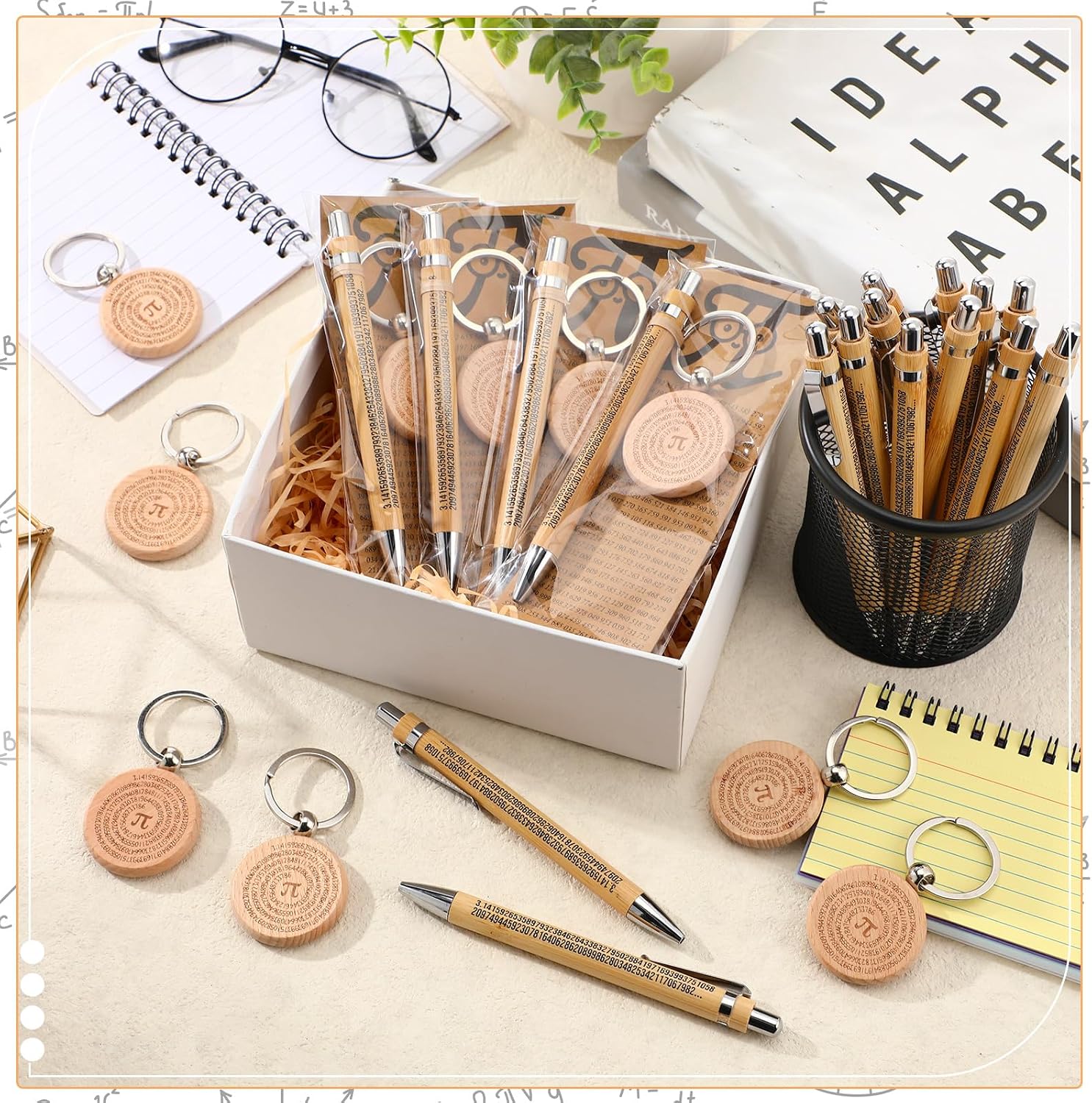 Sayglossy 20 Sets Math Teacher Gift Math Party Favor Pi Pens Keychains Teacher Appreciation Gifts