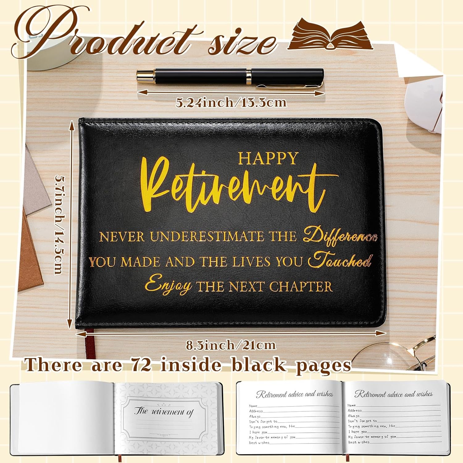 Ctosree 2026 Retirement Guest Book with Signature Pen, Stylish