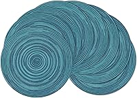 Vista 69 de SHACOS Juego de 6 manteles individuales redondos trenzados de 15 pulgadas antideslizantes resistentes al calor de algodón y poliéster, alfombrillas