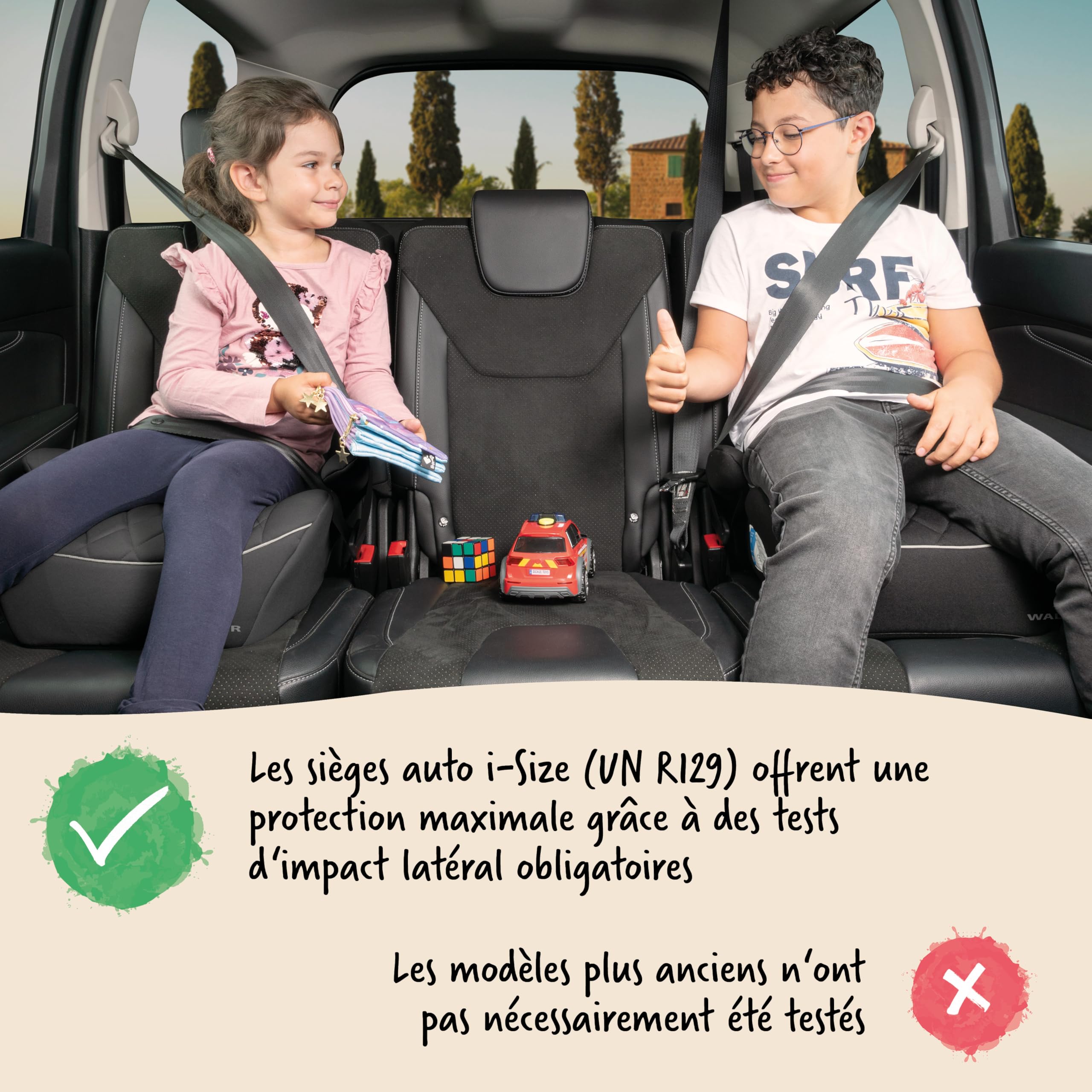 WALSER Premium Rehausseur de siège enfant voiture, siège enfant voiture Andy 125-150 cm, rehausseur de place junior auto dernière norme 2024 ECE R 129 gris