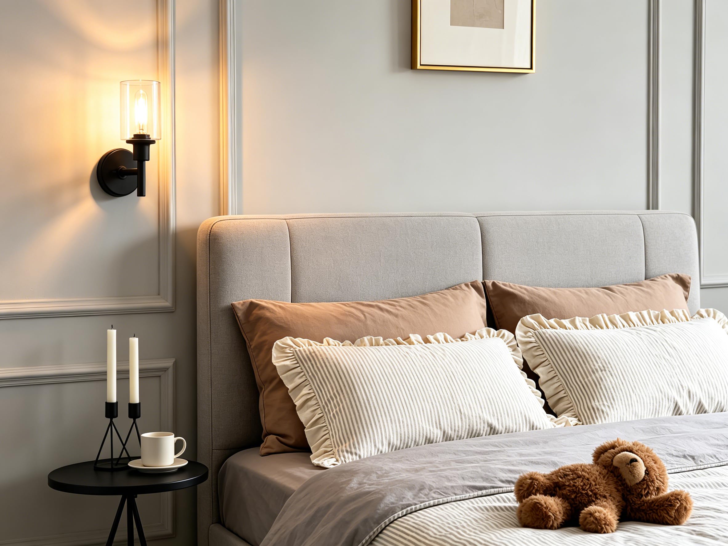 Phansthy E27 Wandleuchte mit klarglas Lampenschirm Wandlampe Industrielle Wandleuchte Wandbeleuchtung Landhausstil Lampe für Flur Schlafzimmer Wohnzimmer Küche Badezimmer Gästezimmer etc (Schwarz)