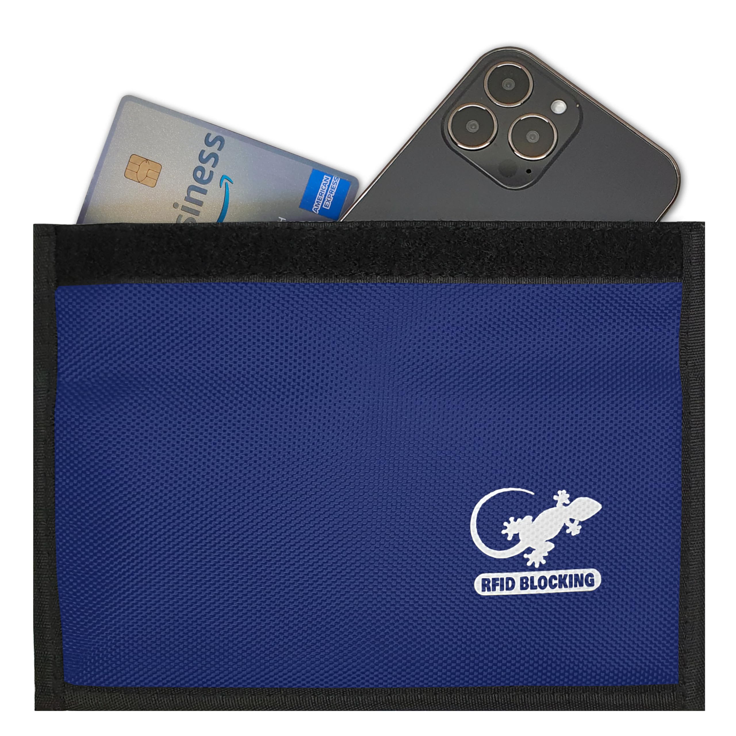 Gecko Travel Tech Faraday Bag Anti-Tracking GPS RFID Car Key Signal Blocker Wallet Shielding Pouch Protective Case for Cell Phone Car Key FOB, Data Privacy, Electronic Device Security (BLUE - NYLON)