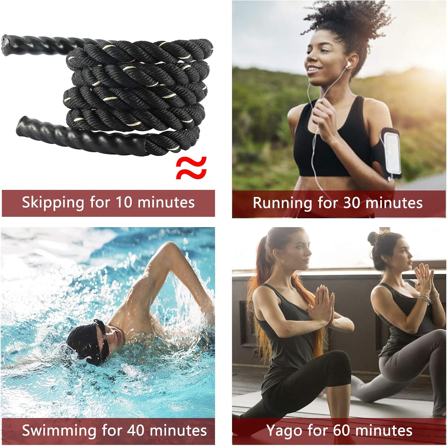 Heavy Jump Rope Skipping Rope Workout Battle Rope for Strength Training, Cardio Workout, Crossfit, Fitness Exercise Rope (1 in x 9.8 ft)