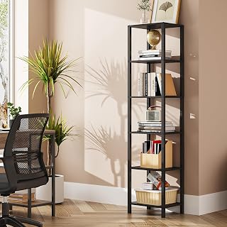 TUTOTAK Bookshelf, 6-Tier Tall Narrow Book Shelf for Small Space