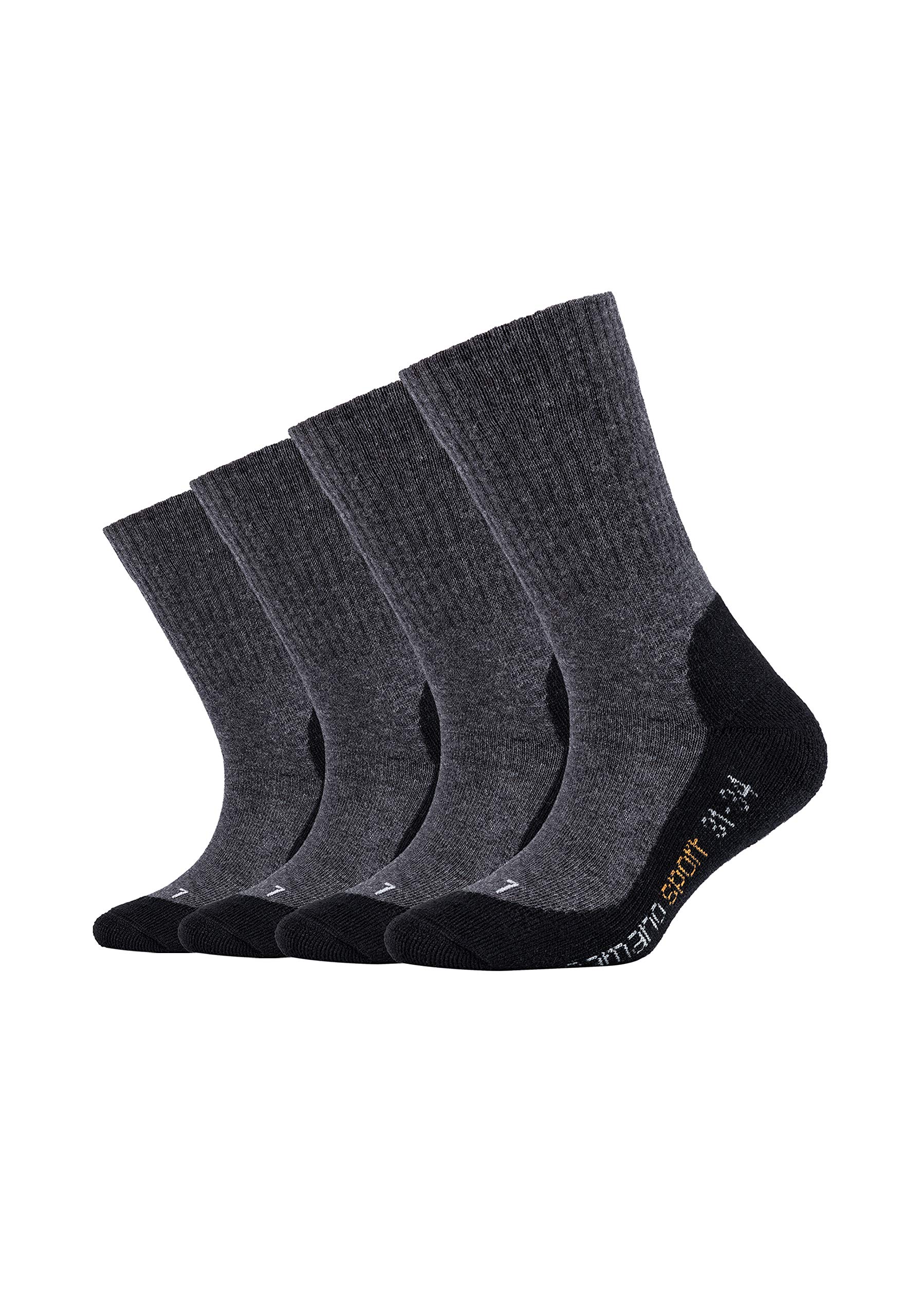 Camano Unisex Children's Socks (Pack of 4), Grey (anthracite - black 0008), 23-26