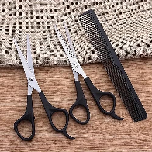 3-Piece Hair Cutting Scissors Set, 6.5-inch Stainless Steel Hair Cutting Shears, Thinning Shears, and 1 Comb for Men, Women, and Pets